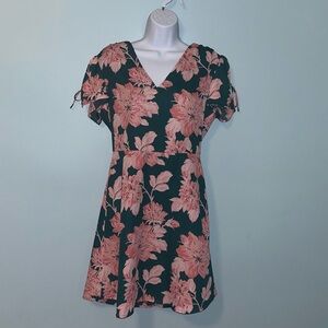 J Crew Mercantile Green/Pink Floral Mini Dress, Size 6